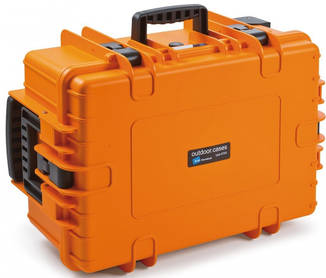 B&W Outdoor Case Type 6700 with Wheels - Orange - Case with Foam