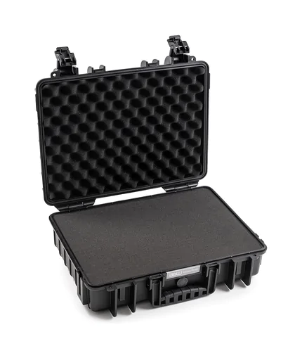 B&W Outdoor Case Type 5040 (PP.162): Black - Three-Quarter Front Open Foam