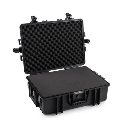 B&W Outdoor Case Type 6500 (PP.510): Black - Three-Quarter Front Open Foam