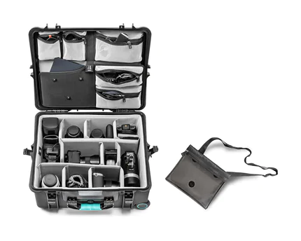 HPRC 2700W PRO BLB Case with Wheels: Top Angle with Contents Pouch Detached