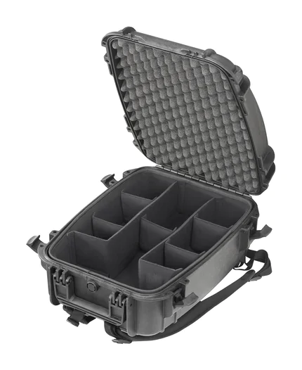 MAX485 Hard Waterproof Backpack Case - Inside View with Dividers