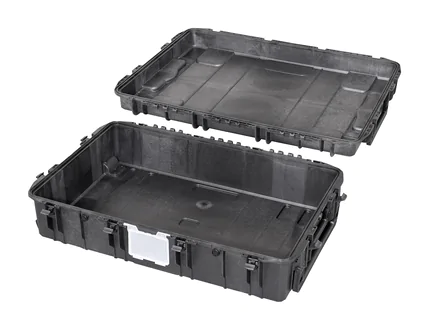 MAX1090H280-R Waterproof Case with Removable Lid (with Wheels) - Open and Empty with Lid Detached