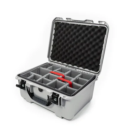 Nanuk 933 Waterproof Hard Case - Silver - With padded divider set - View showing inside of case