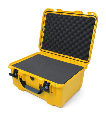 Nanuk 933 Waterproof Hard Case - Yellow - With cubed foam set - View showing inside of case