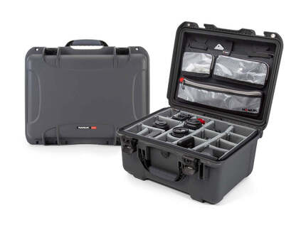 Nanuk 933 Waterproof Hard Case - Graphite - With padded divider set and lid organiser - View showing inside of case