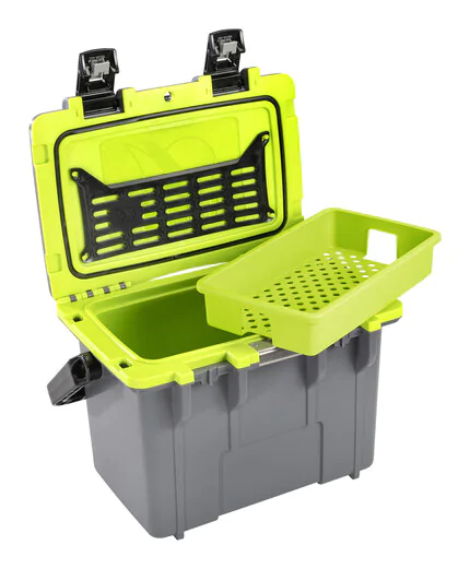 Peli 14QT Personal Cooler: Tan - Kashmir Blue Open