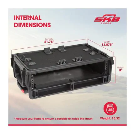 SKB 1SKB-ISF2U Injection Molded 2U Studio Flyer Rack Case with Wheels
