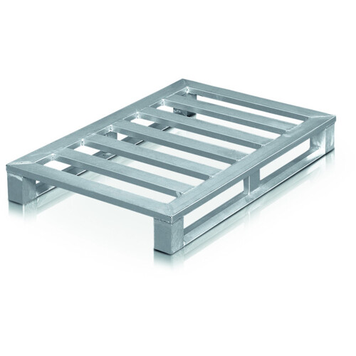 Zarges 45174 Aluminium flat pallet with skids and corner feet 1.200 mm  800 mm  150 mm